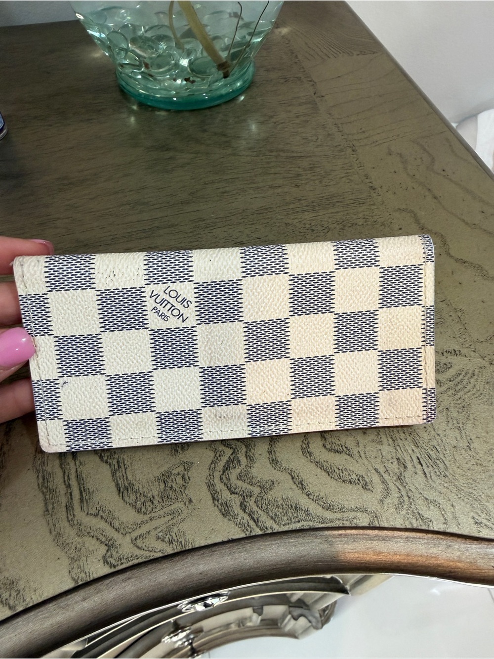 Damier Azur Continental Wallet - Cream & Blue